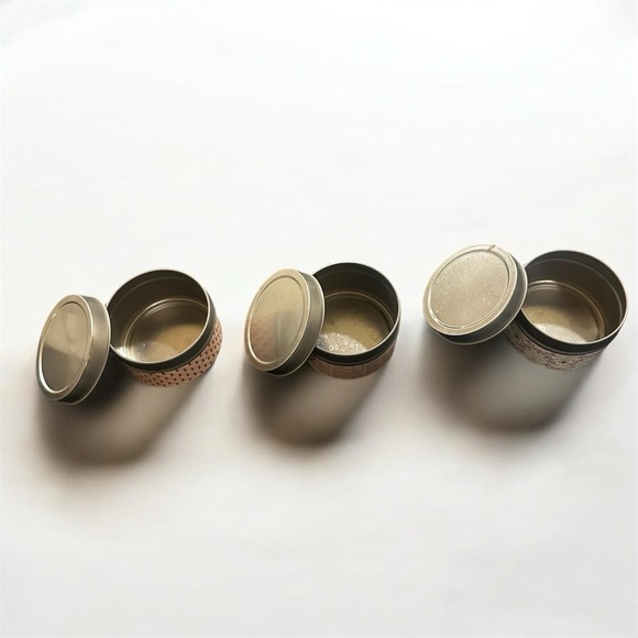 3 Small Tins With Lids And Paper Wrap With Decoration - Picture 3 of 7